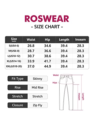 Roswear Women's Ripped Mid Rise Destroyed Skinny Jeans Slate Blue S #TOP5