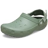 Crocs Unisex-Adult Classic Work Clogs|Enclosed Toe|Slip Resistant|All Day Comfort, Moss, 7 Women/5 Men
