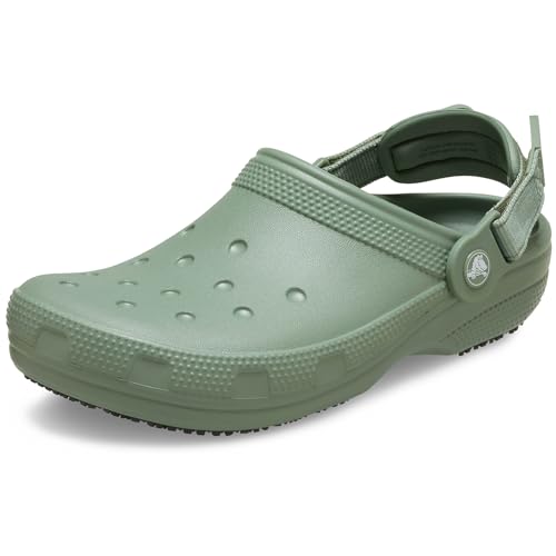 Crocs Unisex-Adult Classic Work Clogs | Enclosed Toe | Slip Resistant | All Day Comfort, Moss, 11...