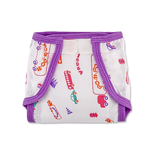 Image of Washable Reusable Printed Welcro Self Fastener Cotton Muslin Nappy, Langot For New Born Baby - (Pack of 10, Traffic Print 3-6 Months)