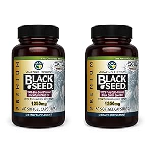 Amazing Herbs Premium Black Seed Oil Capsules – High Potency, Cold Pressed Nigella Sativa Aids in Digestive Health…