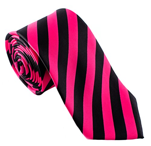 Tie - Striped - Black & Pink