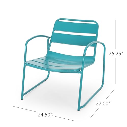 Christopher Knight Home Cowan Outdoor Dining Chair (Set of 2), Matte Teal by Christopher Knight Home - Image 3
