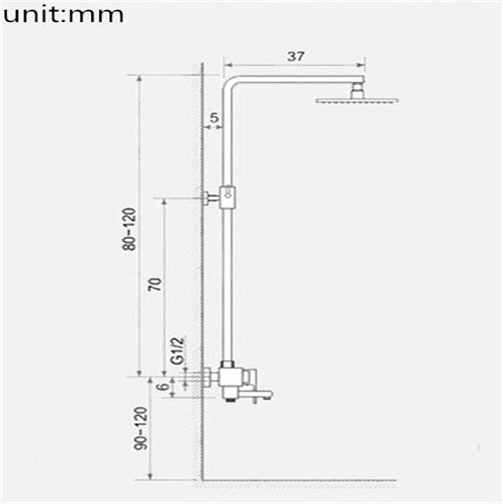Bathtub Shower Systems European Luxury Rose Gold Shower Set Space Aluminum Lift Shower Hot and Cold Shower Wall Installation Rain Temperature Control (Color : - Size : -) Bathroom