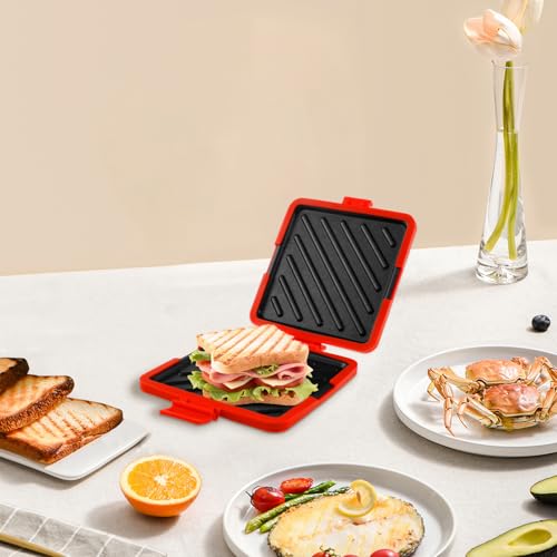 Microwave Toastie Sandwich Maker, Wireless Microwave Toastie Maker, Nonstick Plate Portable Silicone Microwaveable Cookware for Sandwiches and Hot Dogs, Red - Image 5