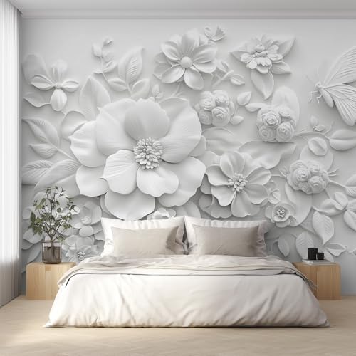 Papier peint panoramique fleurs relief solution mur terne chambre 3D - 3