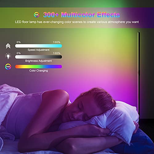 Meifan LED Lámpara de Piso de Esquina, Lámpara de Piso de La Sala de Estar, Regulable a Distancia, Adecuado Para La Sala de Estar, Dormitorio, 130CM