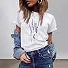 Women's Short Sleeve Casual Short Sleeve T-Shirt with Unique Personality Motif for Everyday and Leisure, White, XL #1