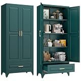 TIMELESS PIECES 75' Tall Metal Storage Cabinet, Drawer & Doors,Green