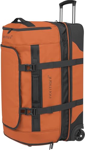 normani XXL Reisetasche 100-120 Liter 2-Rad Trolley groß Weichgepäck Travel Bag mit Rollen und 8 Fächern – erweiterbare Rolltasche 75x37x36-43 cm Orange 120 Liter