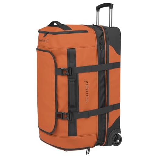 normani XXL Reisetasche 100-120 Liter 2-Rad Trolley groß Weichgepäck Travel Bag mit Rollen und 8 Fächern – erweiterbare Rolltasche 75x37x36-43 cm Orange 120 Liter