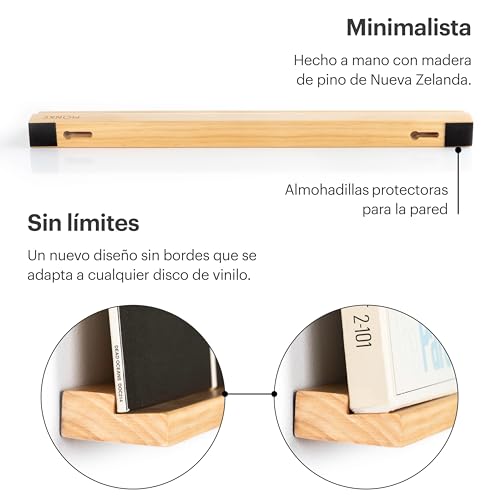 Miniatura 6 de Mönke 3 Estantes Para Discos De Vinilo - Exhiba Con Elegancia En La Pared Sus Discos Favoritos O Los Que Esté Escuchando En Ese Momento - Apto Para 3 Discos De Cualquier Tamaño Madera De Pino