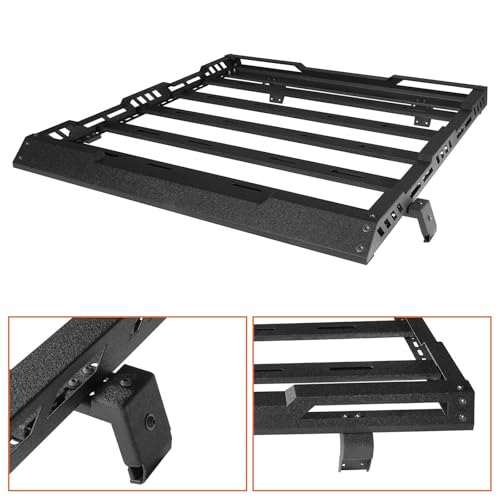 Image of Hooke Road for Jeep JK Roof Rack Cargo Basket for 2007-2018 Jeep Wrangler JK Unlimited 4-Door Hardtop Heavy Duty Steel Luggage Carrier