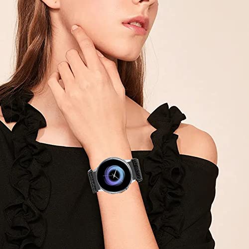 DKGKOO Quick Release Adjustable Stretchy Watch Band - Choice of Width - 18mm, 19mm, 20mm, 22mm Elastic Watch Straps Solo Loop Sport Nylon Replacement Wristband (Shining Pink+Silver+Black+Purple, 22mm) by DKGKOO - Image 3