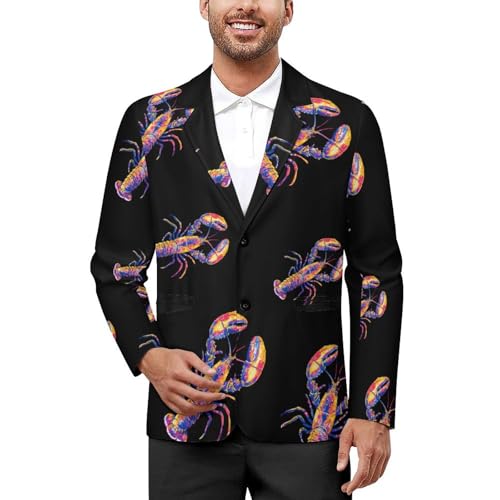 Tie Dye Lobster Mens Blazer Two Button Sport Coat Lightweight Suit Jacket for Travel Business Wedding