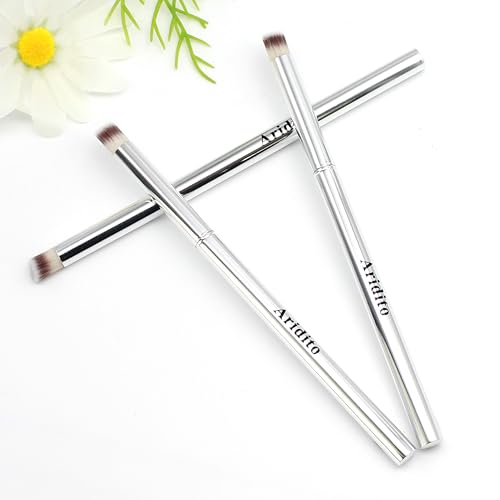 Aridito 3PCS Nail Art Gradient Brushes - Silver Metal Handle, Soft Firm Bristles for Chrome/Mica Powder, Aura Nails & Eyelid Blending, No Shedding, Easy to Clean DIY Tool