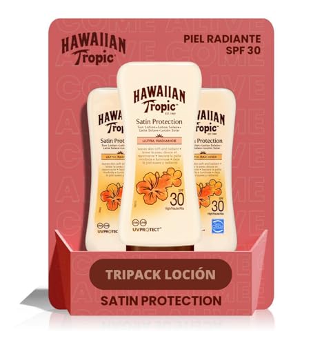 Hawaiian Tropic Satin Protection Ultra Radiance - Protezione Solare Spf 30 Protegge La Pelle Fragranza Di Frutta Tropicale, Crema, Confezione Da 3 X 1