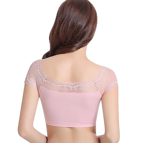 Image of DRESHOW Lace Bralette Tank Tops Wireless Bra Lace Crop Top Removeable Pads Yoga Sports Bra Undershirt for Women & Teens
