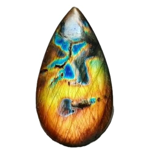Cabochon poire labradorite jaune naturelle 36x19mm de qualité gemme pour collier