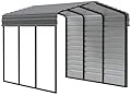 Arrow Carports Galvanized Steel Carport, with 1-Sided Enclosure, Compact Car Metal Carport Kit, 10' x 15' x 9', Charcoal