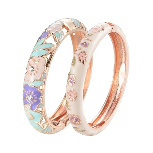 Image of UJOY Vintage Cloisonne Jewelry Handcrafted Bracelets Gorgeous Enameled Flower Plated Cuff Bangles Gifts 88A