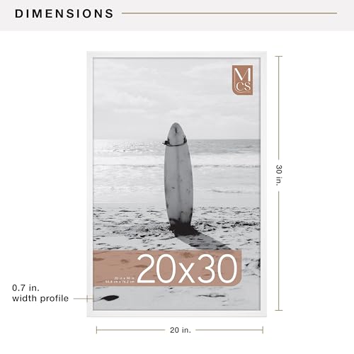 Image of MCS Foundation 20x30 Poster Frame Traditional White, Vertical & Horizontal Wall Hanging Large Picture Frame for Photos, Posters & Art Prints (1-Pack)