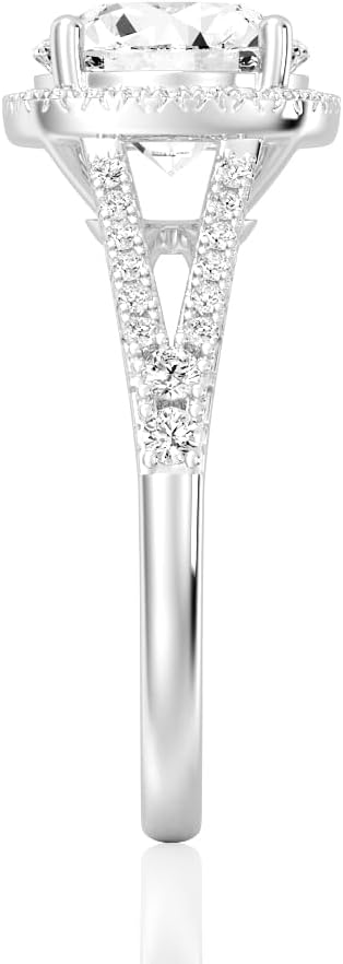 MSBLUE Moissanite Engagement Ring, 1.0-2.0CT Round Cut with Halo and Pave, Mothers Day Gifts