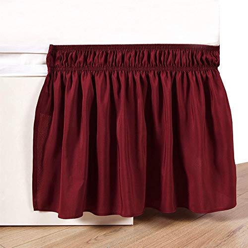 YRM Bedding's Shrinkage and Fade Resistant 600 Microfiber Bed Skirt Wrap Around with Easy Fit with 18''' Inch Tailored Drop (King Size, 78" x 80", Burgundy) 1