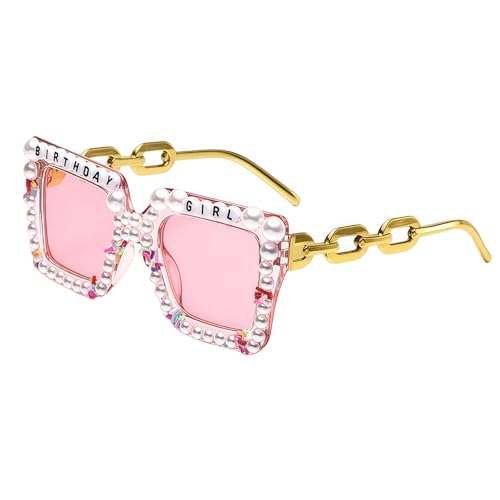 SHBAIWENTONG Birthday Girl Glasses Birthday Accessories for Women Birthday Sunglasses Outfit Oversized Square Girls Glasses Girls Party Gifts Accessories Birthday Girl outfit