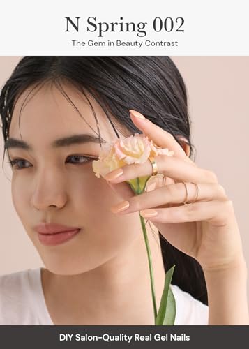 Image of ohora Semi Cured Gel Nail Strips (N Bare Peach) - Works with Any Nail Lamps, Salon-Quality, Long Lasting, Easy to Apply & Remove - Includes 2 Prep Pads, Nail File & Wooden Stick