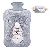 Wärmflasche mit Bezug, 2 Liter Wärmflaschen Groß Wärmeflasche mit Kuscheligem Kunstfellbezug, Wärmflasche Kinder für Hand-Fußwärmer, Nacken-Schulter-Schmerzlinderung Schmerzlinderung