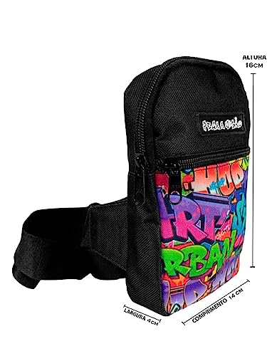 Mini Bolsa Lateral Shoulder Bag Masculina Pega Visão Grafite Lisa