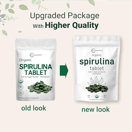 Micro Ingredients TRR-0015 Organic Spirulina Supplement, 3000Mg Per Serving, 720 Tablets (4 Month Supply), No Filler & Non-Gmo, Rich In Vegan Protein thumb #3