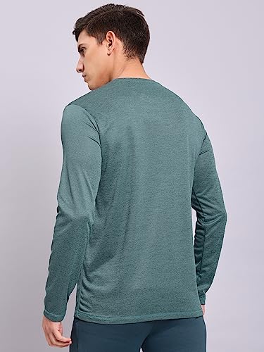 Image of TECHNOSPORT Men's Slim Fit Full Sleeve Round Neck T-Shirt, Double Cool Quick Dry Moisture Wicking Stretchable Sports Gym and Casual Wear