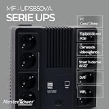 Zasilacz awaryjny U-Power UPS 850VA UPS, 480 W, wyświetlacz LCD, 8 gniazd Schuko, USB, RJ45, zabezpieczenie elektryczne do komputera i sieci