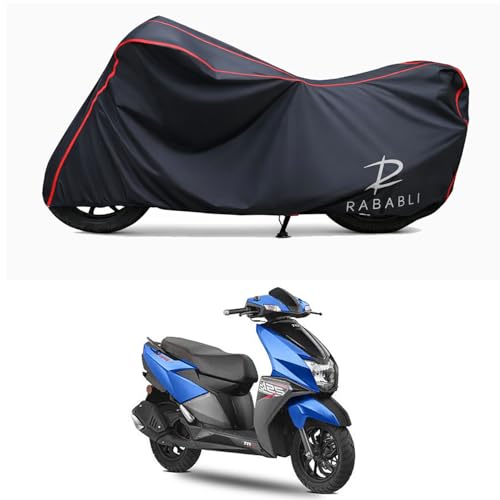 Image of Waterproof Bike Body Cover Compatible for | TVS NTORQ 125 | Taffeta Fabric, Red Piping Design, Bottom Elastic Fit | Dustproof, Sun UV & Rain Protection for All Bikes