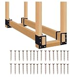 Zhitaoxun 4 Pack Firewood Log Storage Rack Bracket,Indoor Outdoor Adjustable Heavy Duty Powder Coated Steel Holder,Fireplace Wood Storage, Log Holder