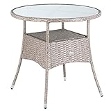 WETTERFESTES POLYRATTAN - Der Tisch ist aus UV-beständigem Polyrattan - Sie werden somit lange Freude daran haben. Durch die besonders gelungene Farbgebung und der leicht angerauten Struktur, sieht dieses Polyrattan dem natürlichen Rattan täuschend ähnlich aus.