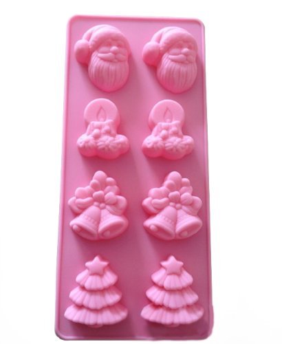 Allforhome 8 Cavity Christmas Tree Santa Claus Bells Silicone Cake Baking Molds Polymer Clay Chocolate Biscuit Candle Soap Diy Molds Bakeware #TOP5