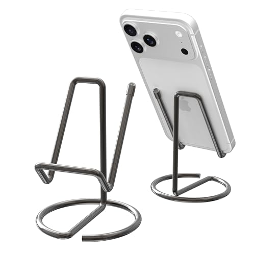 HZZADZXW Metal Cell Phone Stand for Desk, Cute One-Piece Phone Holder, Stable Desktop Display Dock for iPhone, iPad, Samsung, Tablets & All Mobile Phones, Gray by HZZADZXW - Used condition - US$7.13