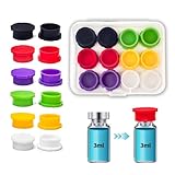 2ml and 3ml Glass Vials Protective Vial Caps – Leak-Proof Dust-Resistant Lids in 6 Colors, Reusable Flip Off Covers for Injection Vials, Easy to Clean (12, 3ml)