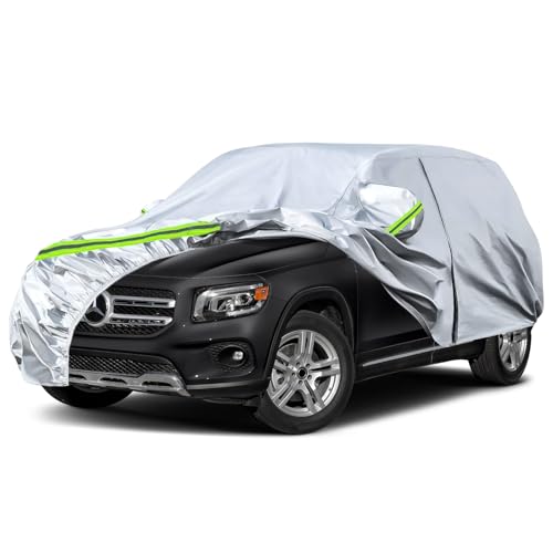 Image of Waterproof Car Covers Replacement for 2019-2025 Mercedes-Benz GLB, 6 Layers Silver All Weather Custom-fit Car Cover with Zipper Door & Windproof Bands for Snow Rain Dust Hail Protection