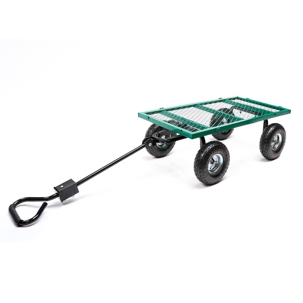 TERRE JARDIN Chariot de Jardin XXL 200 L, 4 Roues, 300 Kg de Charge - Chariot Pliable, Plateforme de Transport, Chariot pour Bois de Chauffage, Remorque avec Attelage, Pneus Gonflables 27 cm