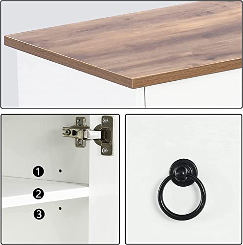 White Buffet Sideboard Cabinet With Storage, 55” Mid-Century Coffee Bar Cabinet With 2 Drawers & 4 Doors, Kitchen Buffet Cabinet With Adjustable Shelf, Credenza Table For Entryway Dining Living Room #TOP5