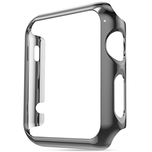 Hovisi Super Thin PC Plating Protective Bumper for Apple Watch Case 38mm (Black)