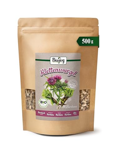 Biojoy Racine de Bardane BIO (500 g), séchées et coupées, pour Tisane et Infusion, Burdock Root (Radix Bardanae)