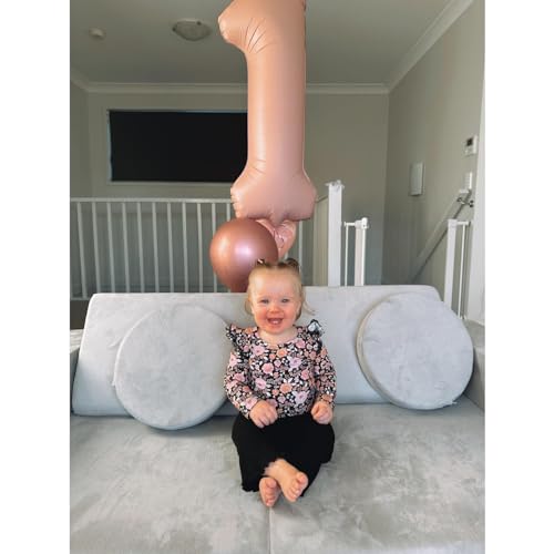 Image of 40 Inch Light Brown 1 Balloon for First Birthday, Tan 1st Number Balloons Khaki Birthday Decorations, Beige One Giant Number 1 Balloon