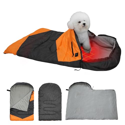 Saco de dormir cálido para perro, saco de dormir con calefacción para mascotas, almohadilla térmica eléctrica portátil | Cama de perro con calefacción de equipo de mochilero al aire libre, almohadilla