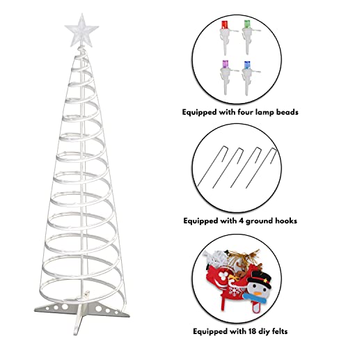 Aukivon 6Ft Spiral Christmas Tree With 100 Led Lights, Spiral Christmas Trees For Outside With Felt Accessories, Led Christmas Tree For Outdoor Christmas Decorations For Party #TOP7