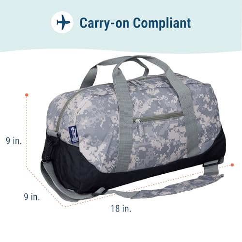 Image of Wildkin Kids Overnighter Duffel Bag - Carry-On Size, Ideal for School & Sleepovers - Digital Camo